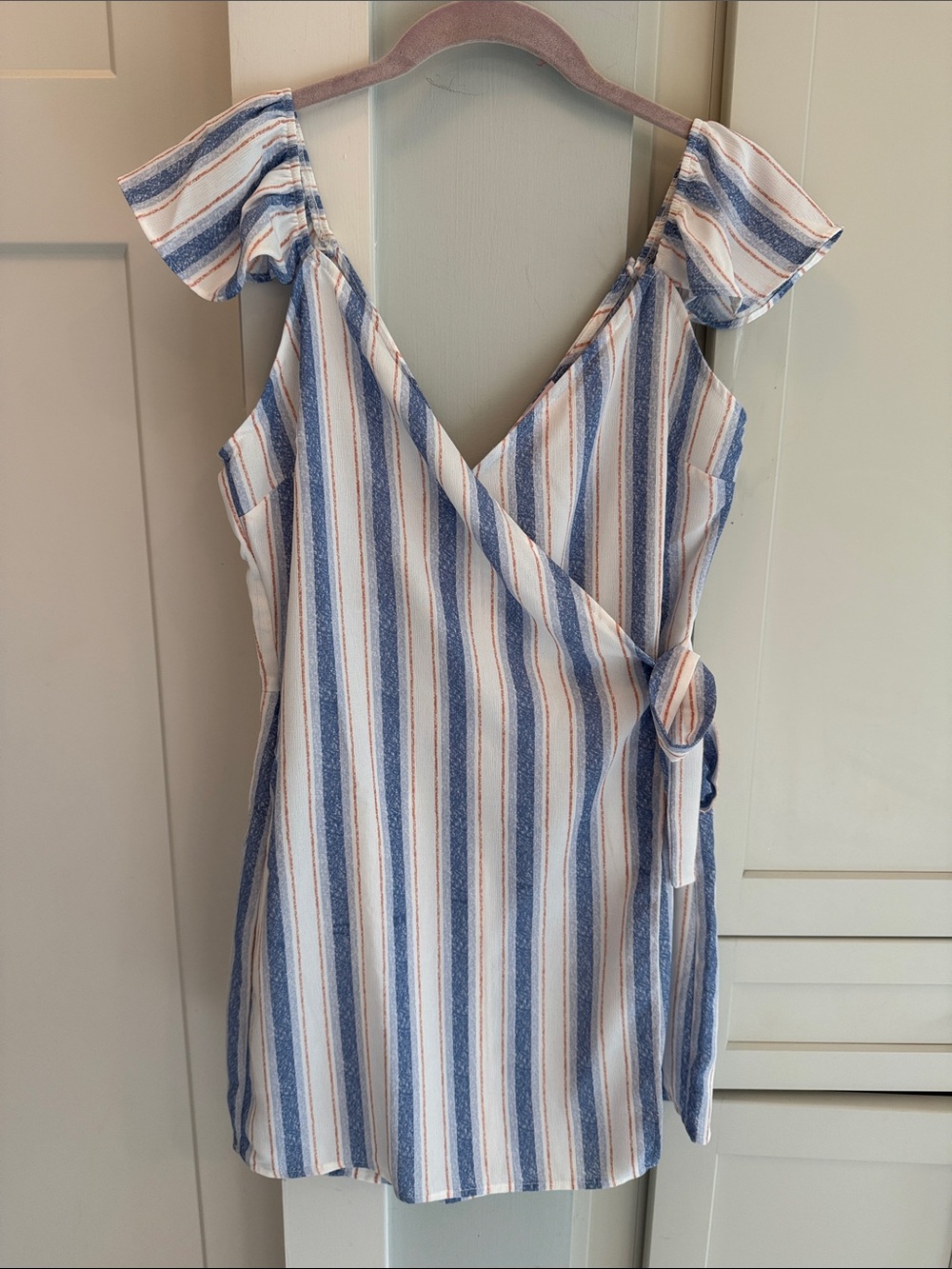 Red white and blue striped wrap romper